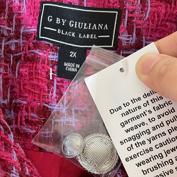 NWT. G by Giuliana Timeless Tweed Jacket with Leather Trims Raw Hem. 2X. - Picture 3 of 13